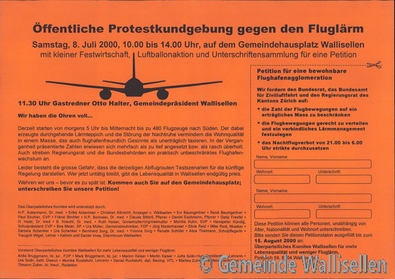 Plakat Protestkundgebung Fluglärm
